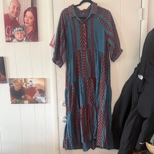 Ivy Jane Teal and Burgundy Maxi Dress